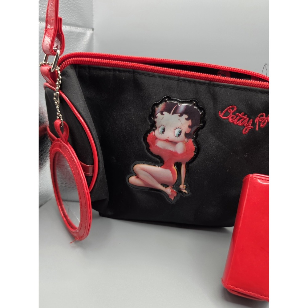 Betty Boop Black Red Shoulder Bag Purse Wristlet Wallet Charm Y2K Retro - Picture 4 of 7